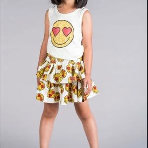 Emoji tiered skirt and tank top